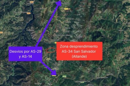 Un desprendimiento obliga al corte total de la AS-34, en Allande
