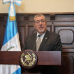 El presidente de Guatemala, Bernardo Arévalo, en una rueda de prensa sobre el presunto acuerdo con EE.UU.