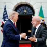 Lula da Silva en una conferencia de prensa en la embajada brasileña en Washington