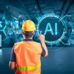 Una persona trabajando frente a una pantalla con iconos de inteligencia artificial