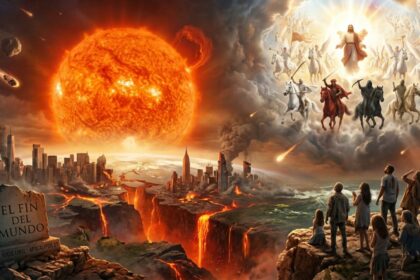 Imagen de un planeta en destrucción, con una gigante roja al fondo