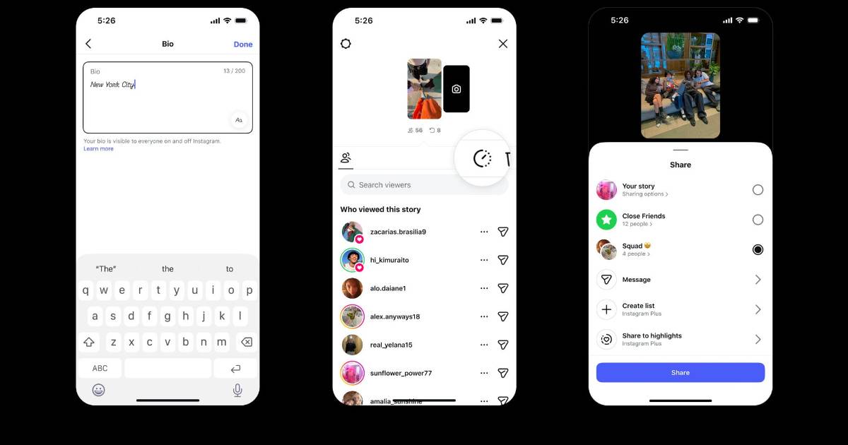 Una persona sosteniendo un teléfono con la aplicación de Instagram Plus abierta