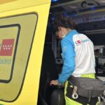 Imagen de un accidente de moto con una 'scene' de emergencia en Fuente El Saz de Jarama