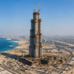 La Torre Jeddah en construcción, con más de 100 pisos y una altura que supera los 1000 metros