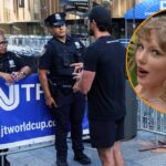 Madison Square Garden con medidas de seguridad del NYPD para la boda de Taylor Swift, reflejando el impacto urbano de la fama extrema